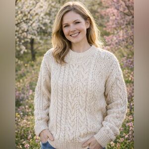 Heather and Tweed Hand Knit Woman’s Sweater Size L